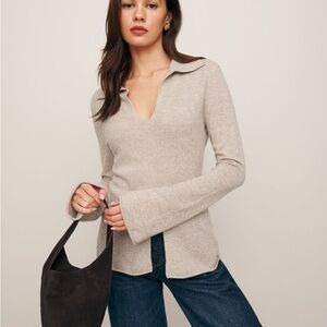 Reformation Jade 100% Cashmere Collared Sweater